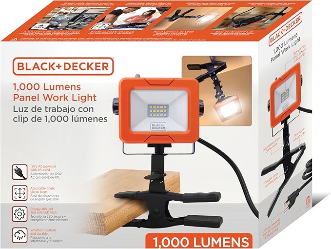 BLACK+DECKER LED Clamp Work Light, 1000 Lumens Indoor & Outdoor IP65 Waterproof - Image 9