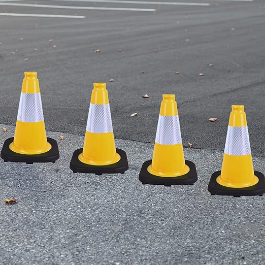 6 Pack 12 Inch Yellow Reflective Traffic Cones, Driveways and Indoor Safety - Image 7