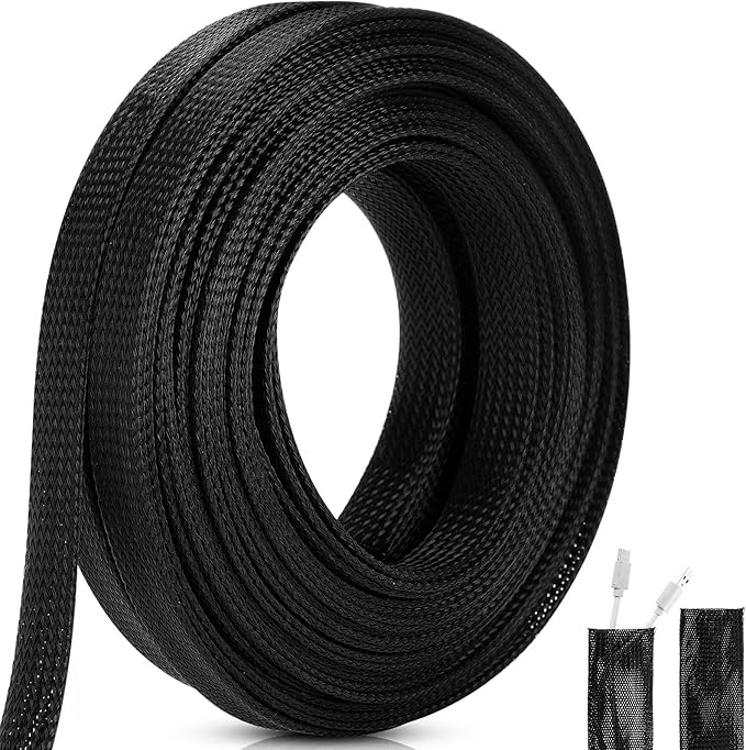 Pangda 50 Feet 1.5 Inch Wire Loom PET Expandable Braided Sleeving Braided Sleeve by Pangda