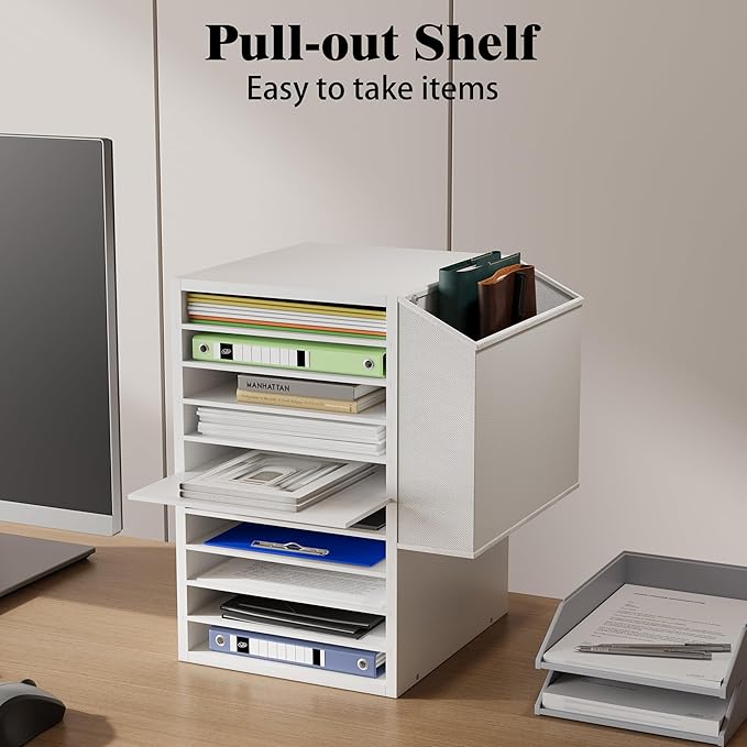 Office Mail Sorter, Wooden Paper Organizer - Image 3
