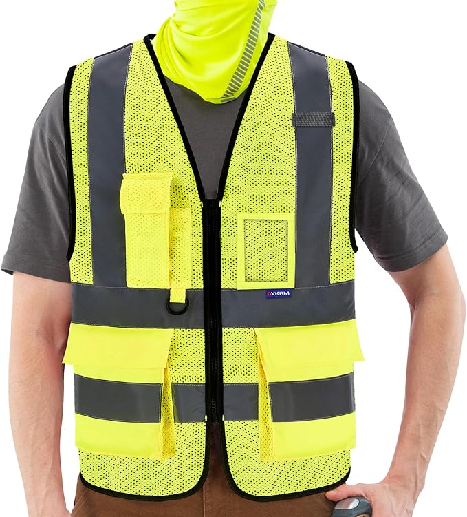 A-SAFETY High Visibility Mesh Safety Reflective Vest by A-SAFETY