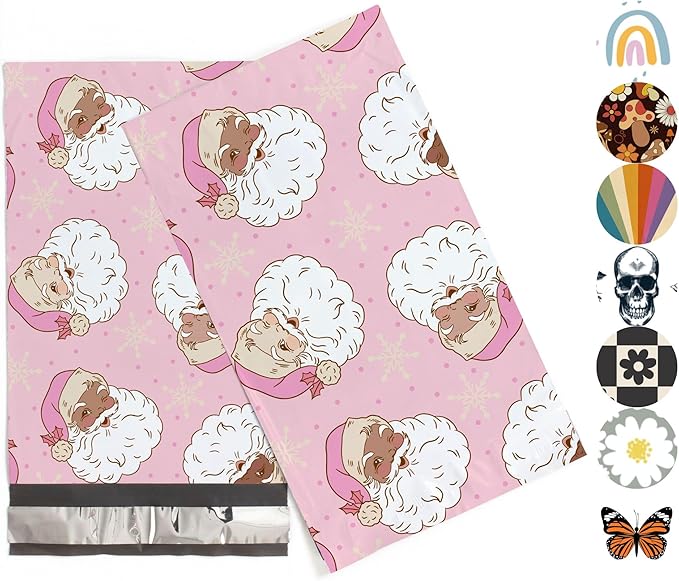 Christmas 6x9 Poly Mailers – Christmas Santas – Waterproof, Tear-Resistant by PackageMint