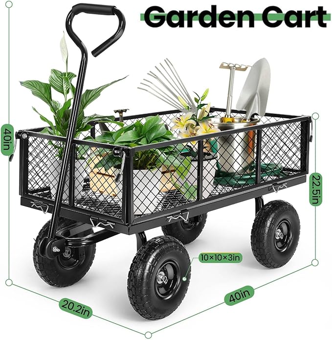 Homdox 880LB Heavy Duty Garden Cart on Wheels, Professional Utility Wagon - Image 4