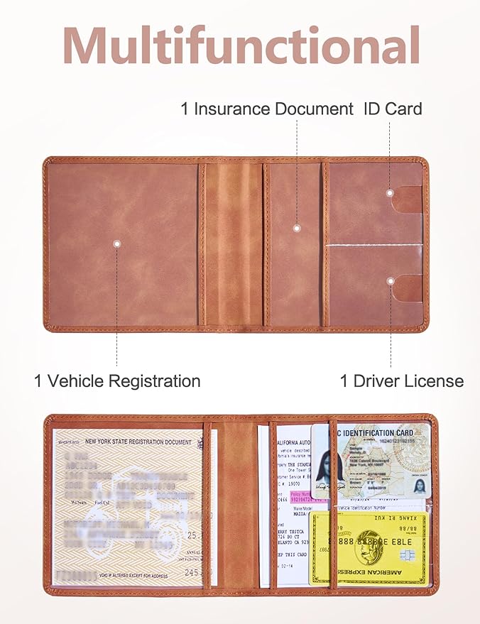 Mymazn Car Registration and Insurance Holder, Faux Leather Glove Box Organizer - Image 2