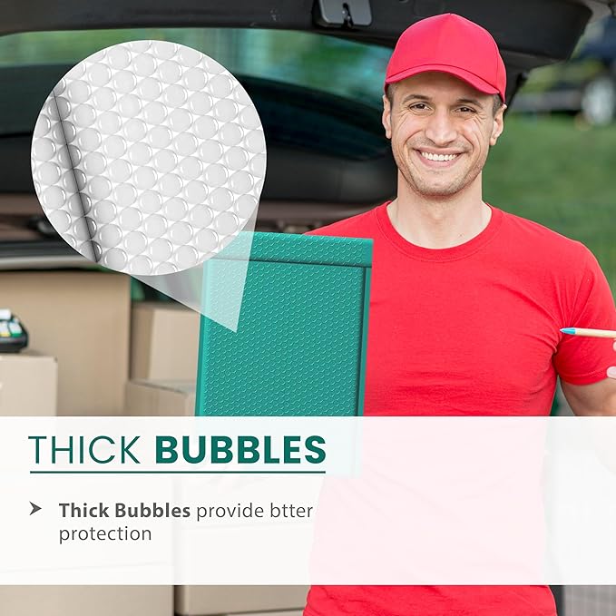 Green 8.5x12 Inch Poly Bubble Mailers #2 | Self Seal Large Padded Envelopes | - Image 6