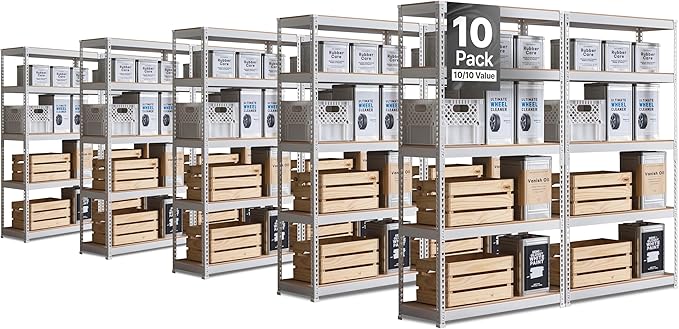 HOMEDANT 5 Tier Storage Shelves Adjustable Laminated Boltless Garage Metal by TheBestOrganizingSolution