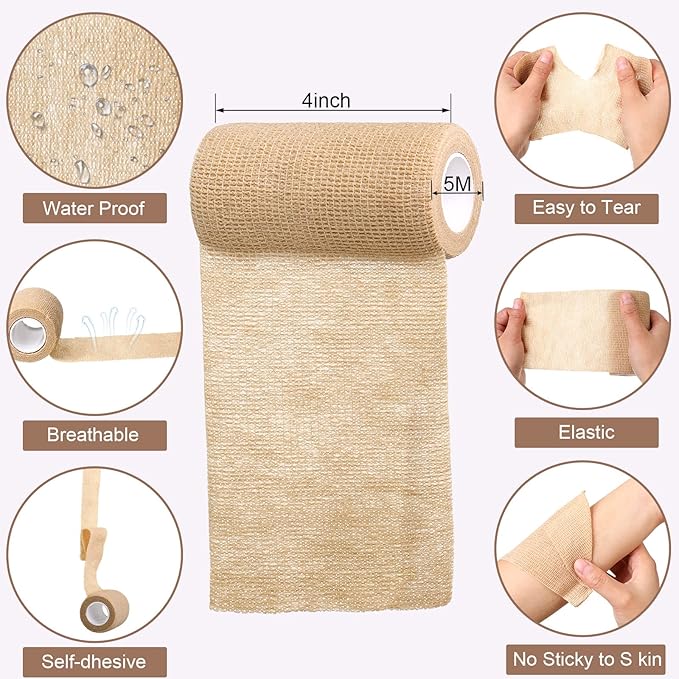 Treela 36 Pcs Self Adherent Bandage 4" X 5 Yard Wrap Breathable Cohesive - Image 2