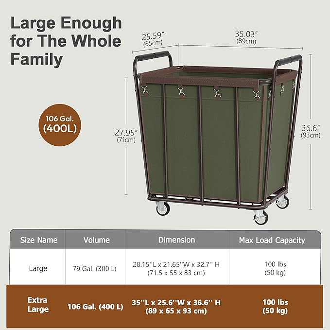 Hoctieon Large Laundry Cart - Image 9