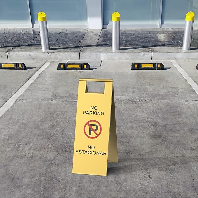 2-Pack No Parking Sign, stainless steel, 24 Inch Height, Double Sided A-Shaped - Image 3