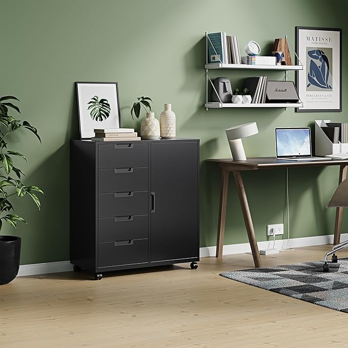 Letaya 5 Drawer Storage Cabinet, Mobile Printer Stand - Image 8