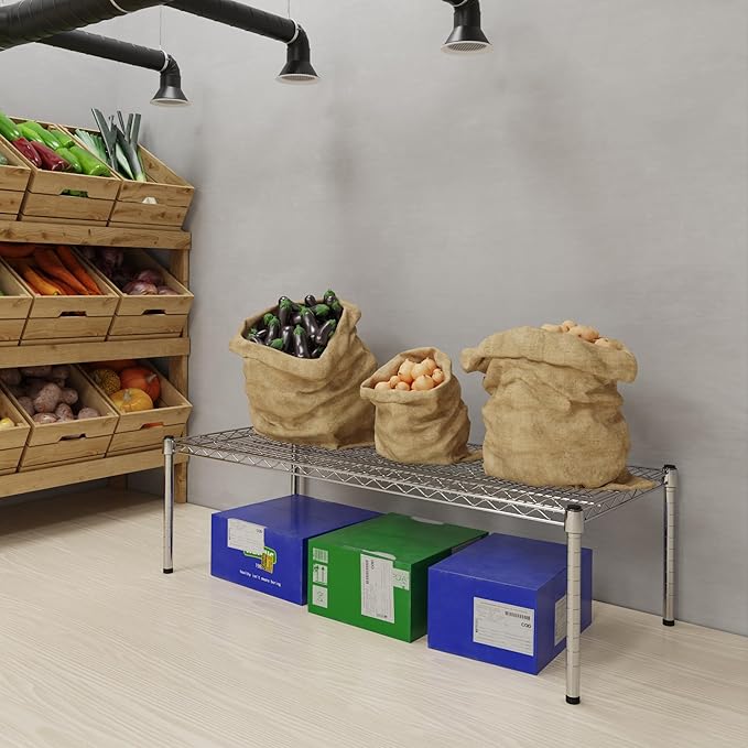 21''W x 48''L x 14''H Chrome Plated Wire Dunnage Rack | Off The Floor Storage - Image 2