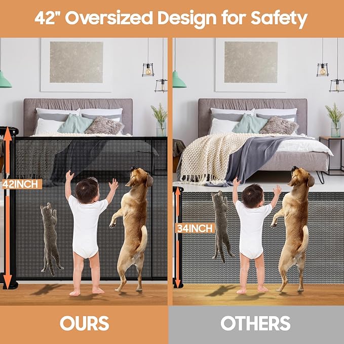160" Retractable Baby Gates, Prevent from Crawling Underneath, Extra Wide Dog - Image 2