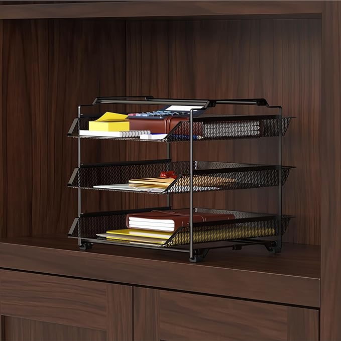 Deco Brothers Stackable Sliding Letter Tray Paper Organizer, 3 Tier - Image 3