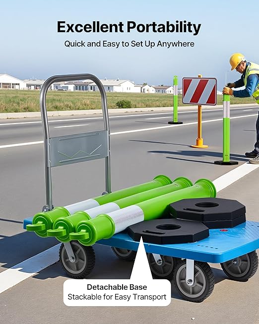 VEVOR 3 Pack Traffic Delineator Posts, 48 inches Traffic Safety Cones - Image 4