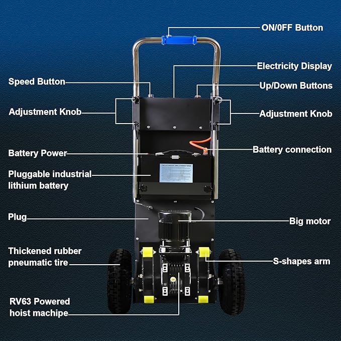 Electric Stair Climbing Dolly, Heavy Duty Cart 880lbs Capacity 1200W Motorized - Image 3