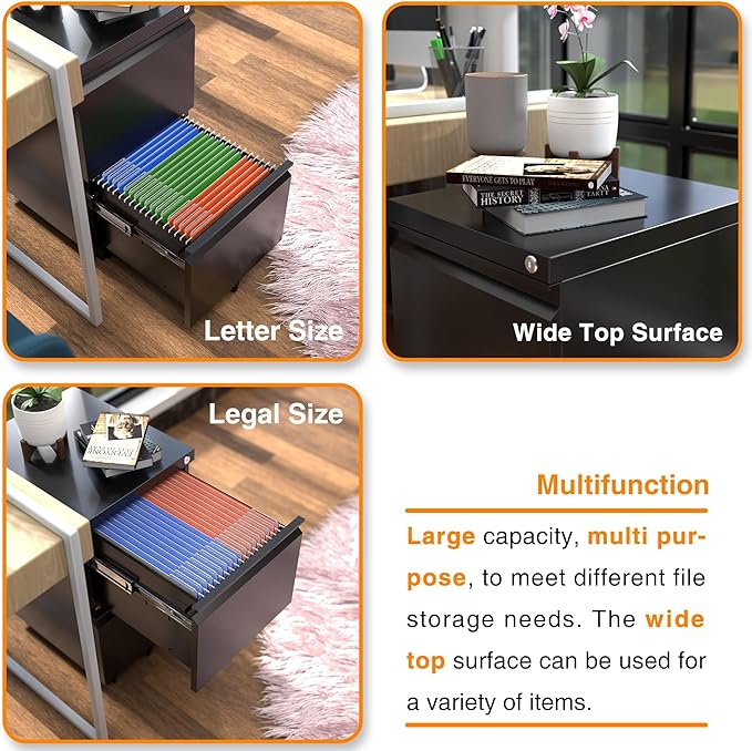 Aobabo 2 Drawer File Cabinet, Metal Filing Cabinet - Image 4
