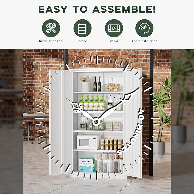 Greenvelly Metal Storage Cabinet, Lockable Steel Cabinets - Image 8