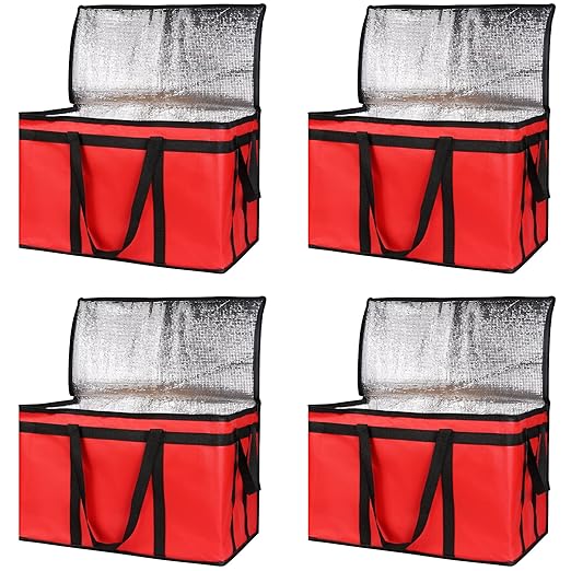 Bodaon 4-Pack Insulated Food Delivery Bag, XXX-Large Meal Grocery Tote by Bodaon