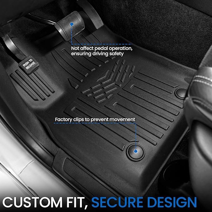 Floor Mats Set for 2016-2026 Dodge Durango, All Weather TPE Backrest Mat Trunk - Image 2