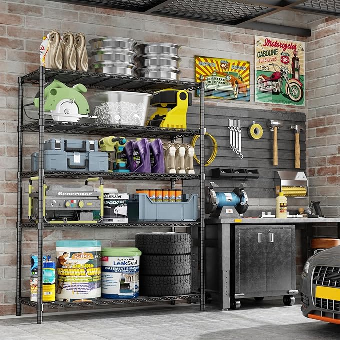 Storage Shelves Heavy Duty, 5-Tier Adjustable Metal Utility Rack, Wire Shelf - Image 2