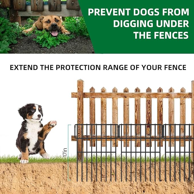 10 Panels Garden Fencing Animal Barrier, 17in X 10.8ft No Dig Dog Fence - Image 5