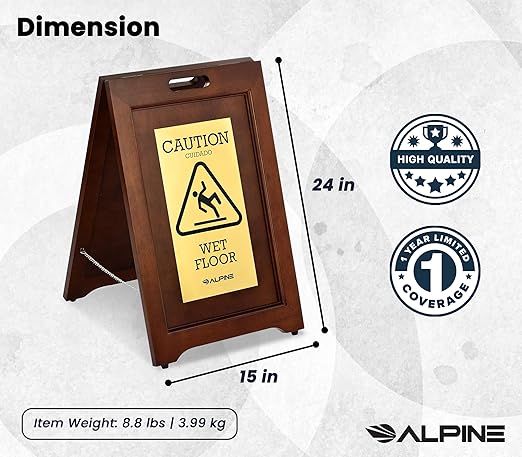 Wooden Caution Wet Floor Sign Slippery A-Frame - Image 5