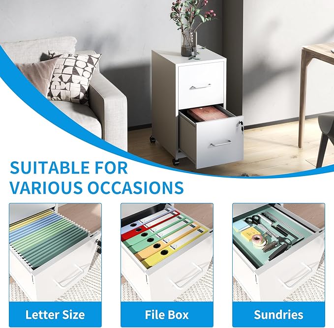 2 Drawer Mobile File Cabinet - Image 5