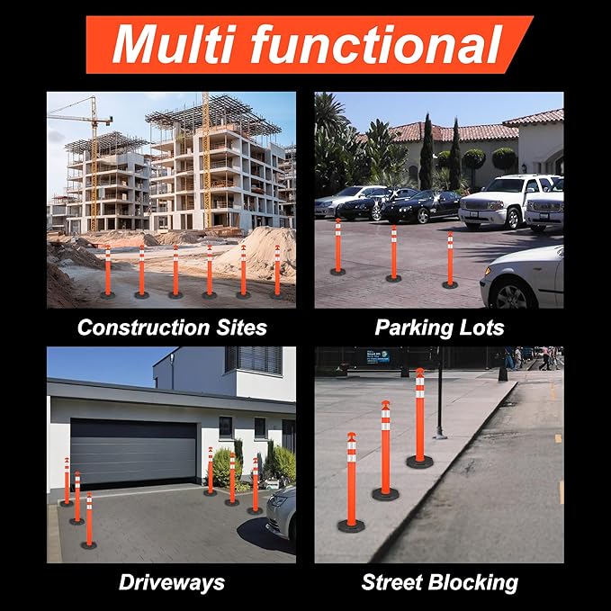 42" Traffic Delineator Posts, 3 Pack Orange Safety Cones - Image 6