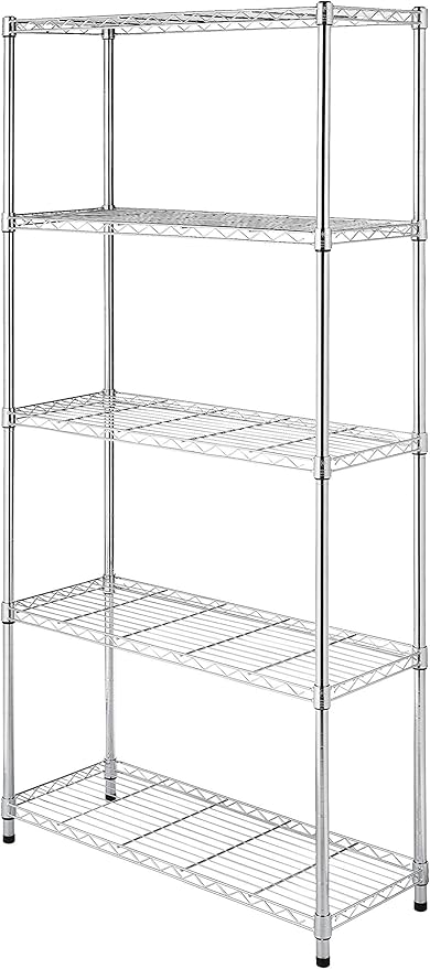 Whitmor 5 Tier Shelving Unit, Metal Storage Shelves, 400 lbs Capacity per Shelf by Whitmor