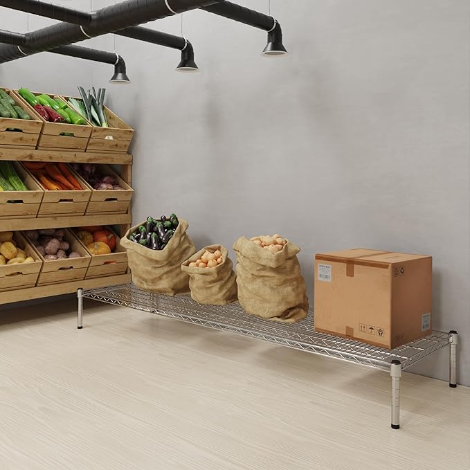 21''W x 72''L x 8''H Chrome Plated Wire Dunnage Rack | Off The Floor Storage - Image 2