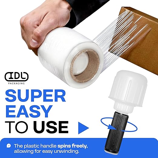 IDL Packaging 3" Stretch Wrap Mini Roll, 700 feet, 120 Gauge - Image 4