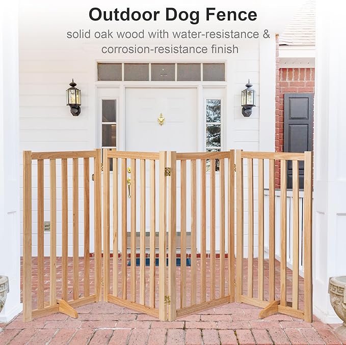 36" Height Extra Tall Freestanding Pet Gate, Solid Wood Folding Safety Fence - Image 7