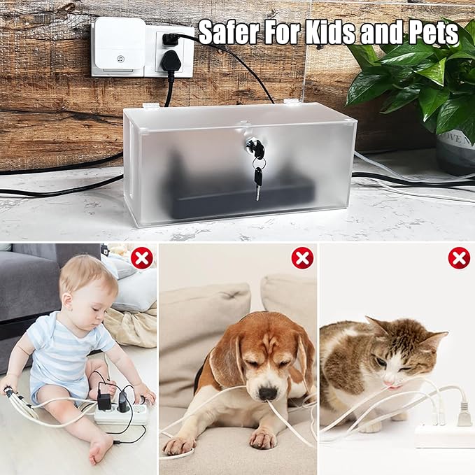 Cable Management Box with Lock, Cable Organizer Box & Power Strip Cover - Image 3