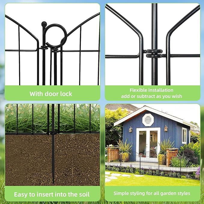 Decorative Garden Fence 32in x24ft, 10 Pack No Dig Fence Animal Barrier - Image 7
