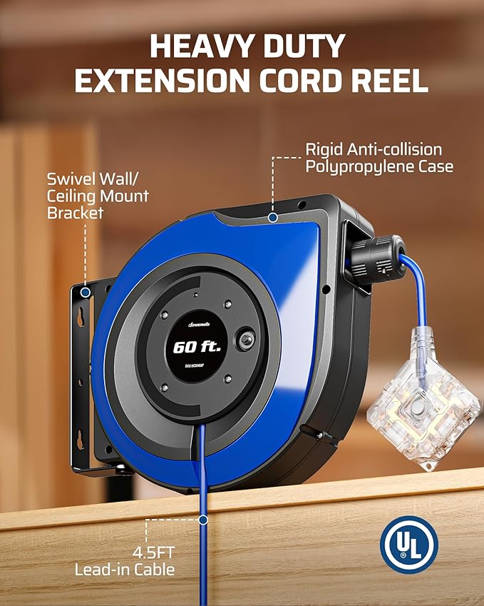 DEWENWILS 60FT Extension Cord Reel - Image 5
