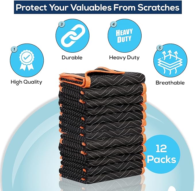 SIMPLI-MAGIC 79522 Heavy Duty Padded Moving Blankets, 72” x 80”, 6 Pack - Image 4
