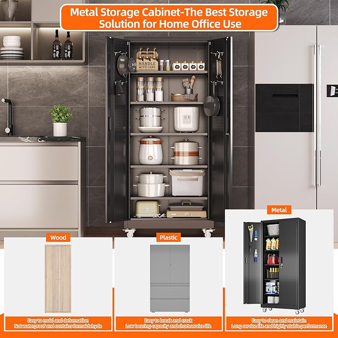 Aobabo 71" H×32" W×16" D Metal Storage Cabinet - Image 6