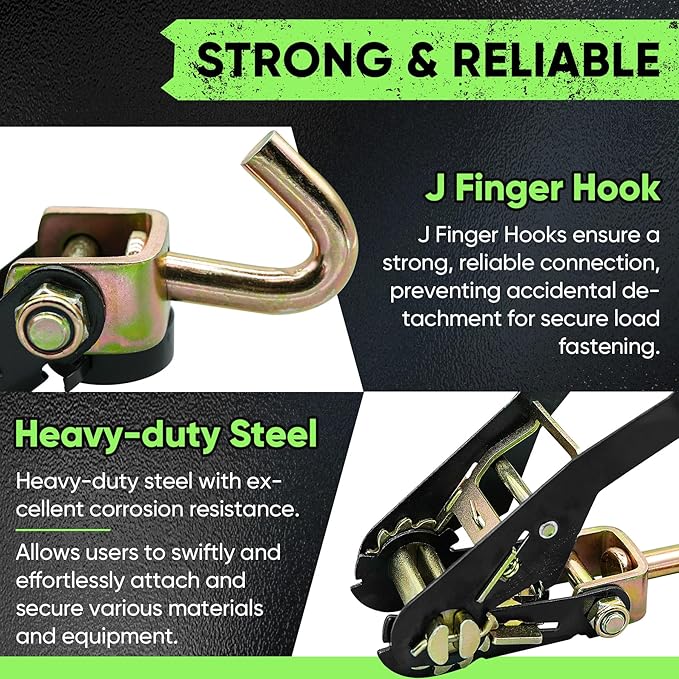 4 Pack Car Tie Down Straps for Trailers 2" x 96" - Image 3