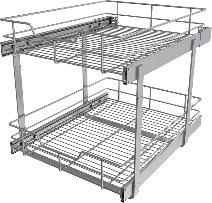 2 Tier Pull Out Cabinet Organizer 18" W X 22" D, Slide Out Drawers by STORKING