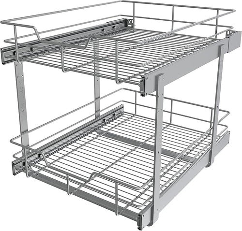 2 Tier Pull Out Cabinet Organizer 18" W X 22" D, Slide Out Drawers by STORKING