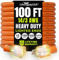 100ft Outdoor/Indoor Extension Cord 14/3 Gauge Heavy Duty 3 Prong SJTW by LifeSupplyUSA