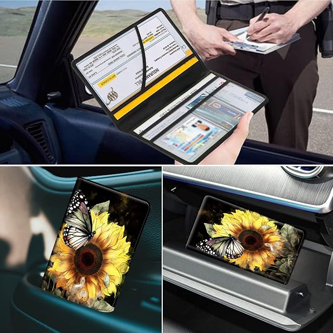 Car Registration and Insurance Holder, Leather Car Glove Box Organizer - Image 7