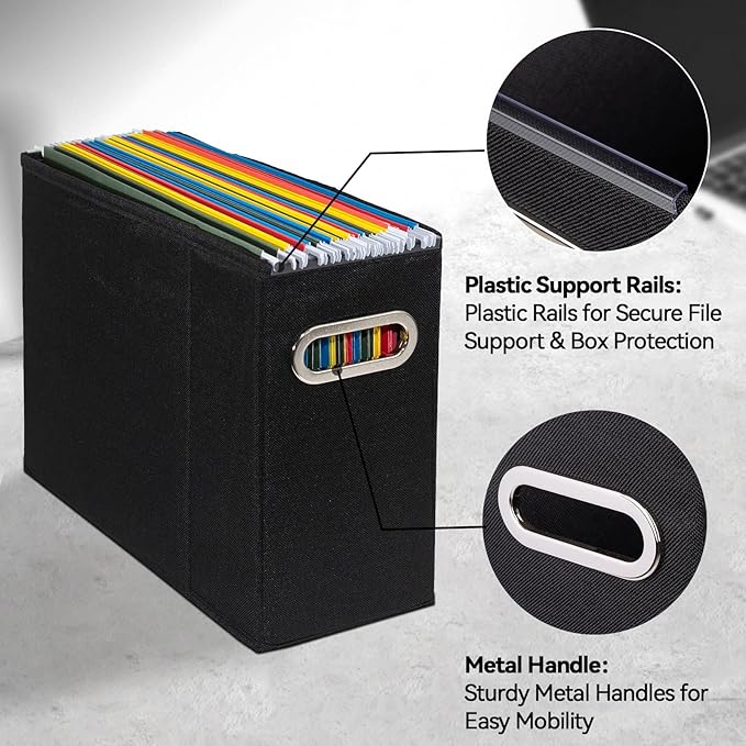 4 Packs Letter Size File Organizer, File Folders Organizer, Fabric Storage Box - Image 4