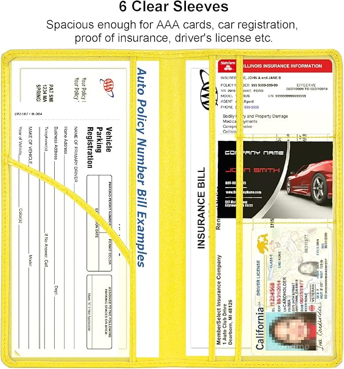 Car Registration and Insurance Holder, Leather Magnetic Shut Vehicle Glove Box - Image 3