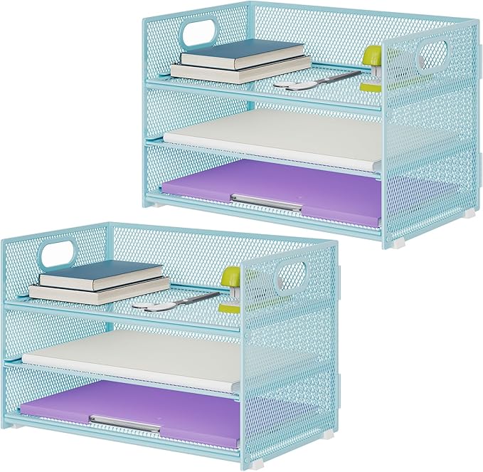 Marbrasse 3 Tier Paper Organizer Letter Tray, Mesh File Organizer by Marbrasse