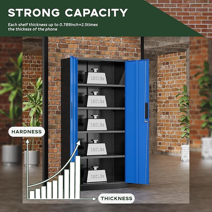 Greenvelly Metal Storage Cabinet, Lockable Steel Cabinet - Image 4