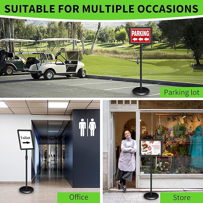 2Packs Adjustable Pedestal Sign Holder Stand 8.5''x11'', Floor Standing Poster - Image 9