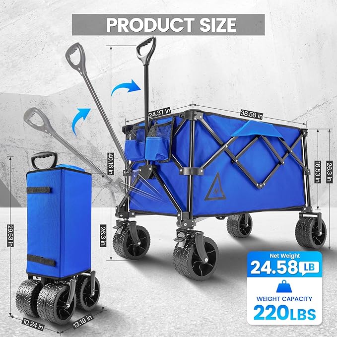 Wagon Cart Shopping Foldable Folding Collapsible - Image 2