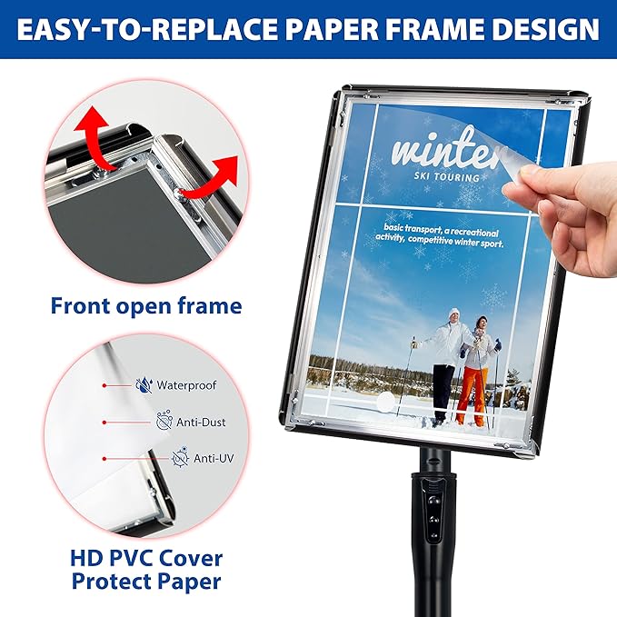 6Packs 8.5x11 Inch Adjustable Pedestal Poster Sign Stand, Heavy Duty Floor - Image 5