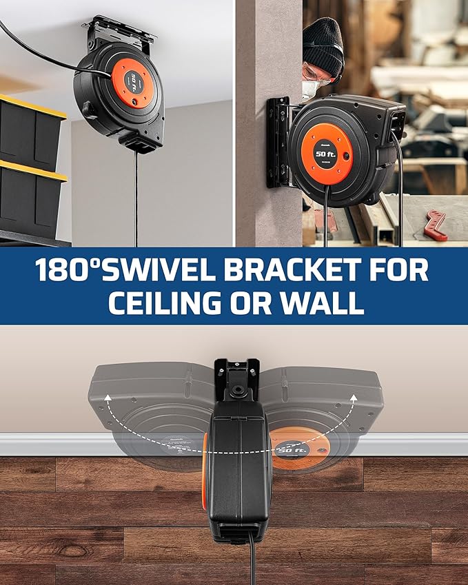 DEWENWILS 50 FT Retractable Extension Cord Reel - Image 7